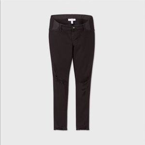 Maternity side panel black distressed jeans